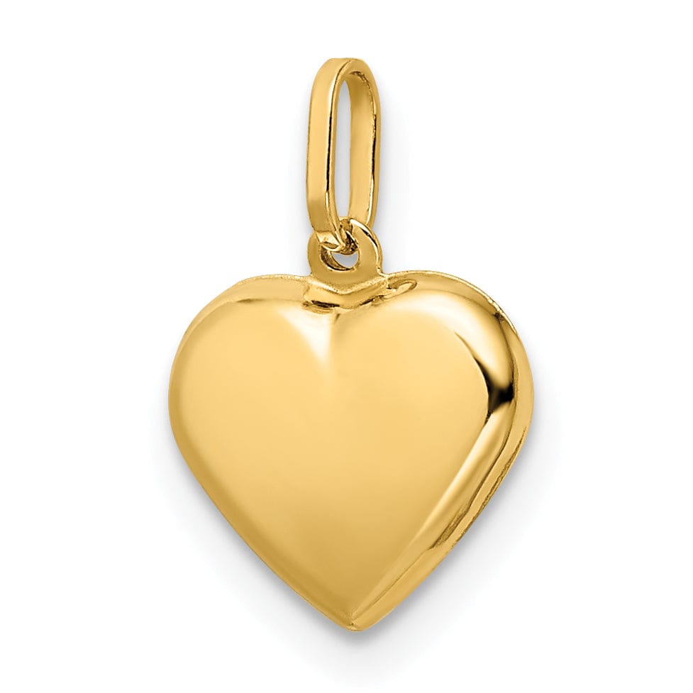 Lovely Rita's Pendants & Charms 14k Yellow Gold Semi-Solid Women's Polished Finish 3-Dimensional Puffed Heart Shape Design Charm Pendant