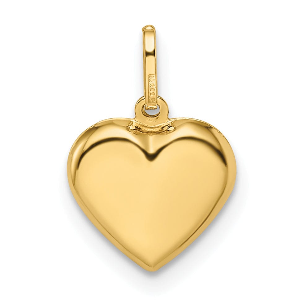 Lovely Rita's Pendants & Charms 14k Yellow Gold Semi-Solid Women's Polished Finish 3-Dimensional Puffed Heart Shape Design Charm Pendant