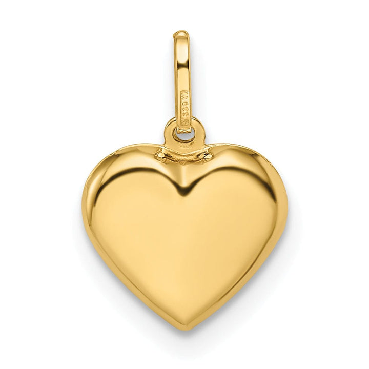 Lovely Rita's Pendants & Charms 14k Yellow Gold Semi-Solid Women's Polished Finish 3-Dimensional Puffed Heart Shape Design Charm Pendant