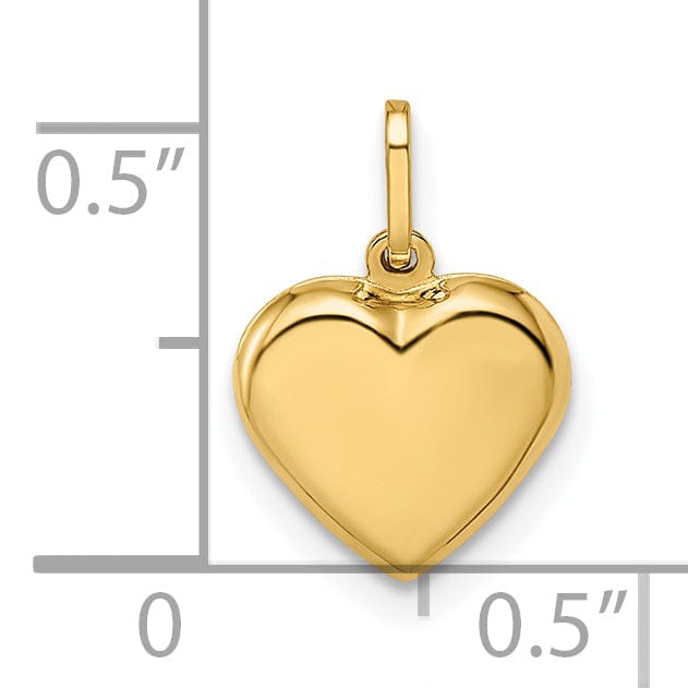 Lovely Rita's Pendants & Charms 14k Yellow Gold Semi-Solid Women's Polished Finish 3-Dimensional Puffed Heart Shape Design Charm Pendant