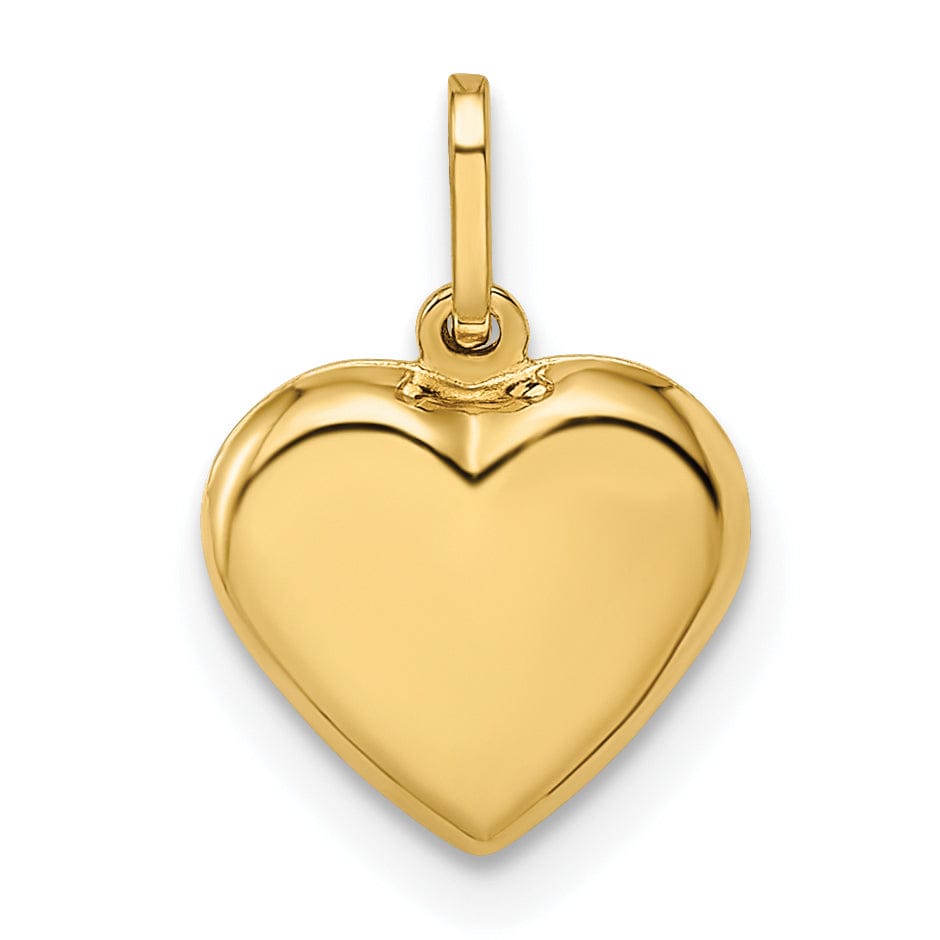 Lovely Rita's Pendants & Charms 14k Yellow Gold Semi-Solid Women's Polished Finish 3-Dimensional Puffed Heart Shape Design Charm Pendant