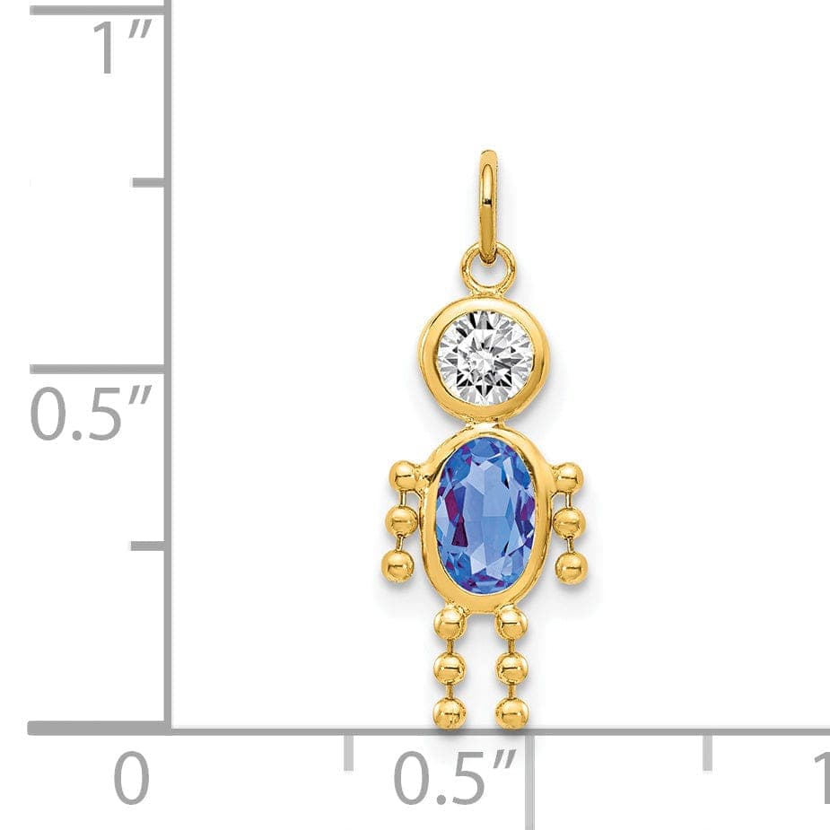 Lovely Rita's Pendants & Charms 14k Yellow Gold September Boy Gemstone Charm