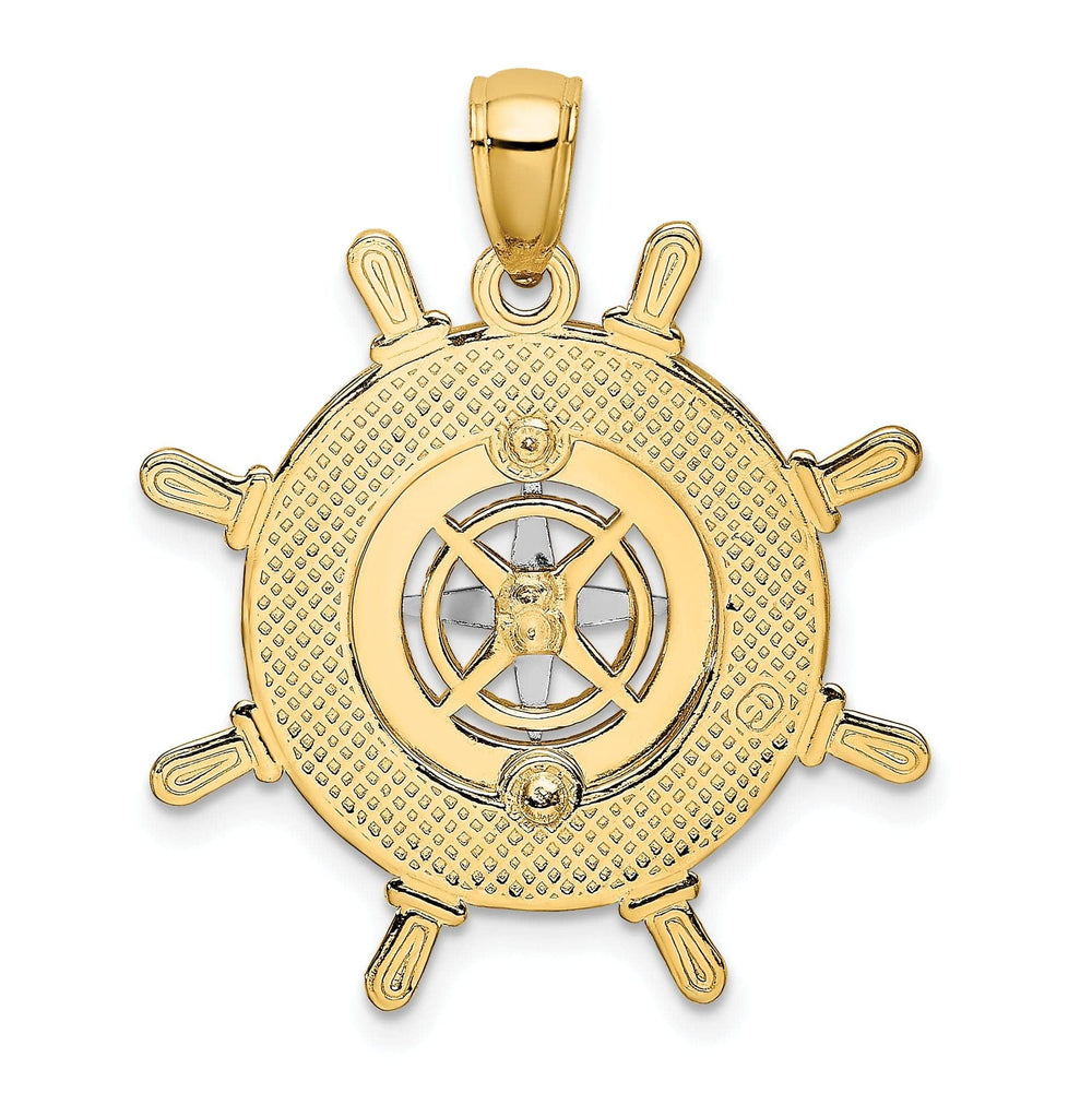 Lovely Rita's Pendants & Charms 14K Yellow Gold Ship Wheel Design Nautical Boating Compass Pendant