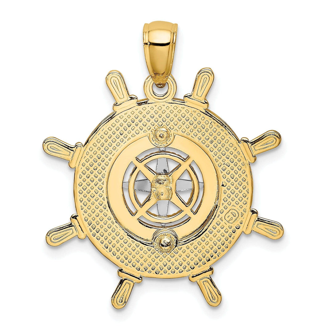 Lovely Rita's Pendants & Charms 14K Yellow Gold Ship Wheel Design Nautical Boating Compass Pendant