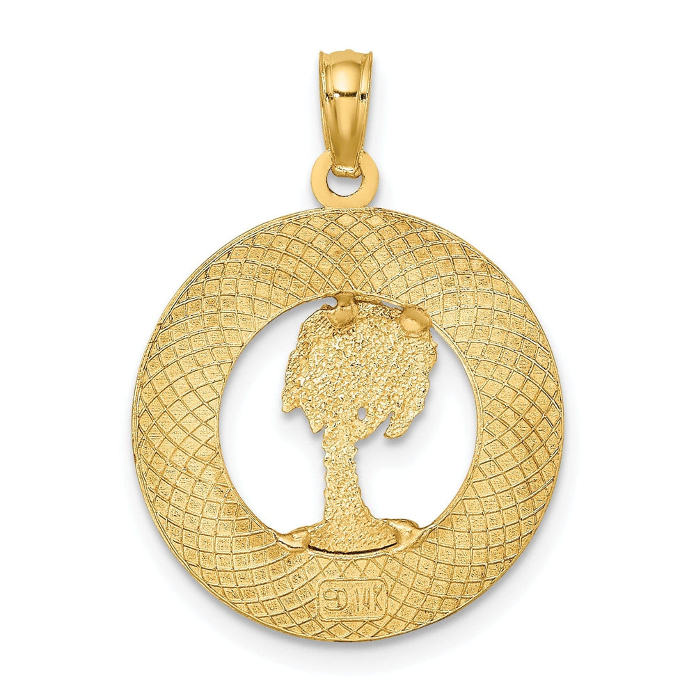 Lovely Rita's Pendants & Charms 14K Yellow Gold SIESTA Key Florida Banner Palm Tree Circle Design Pendant