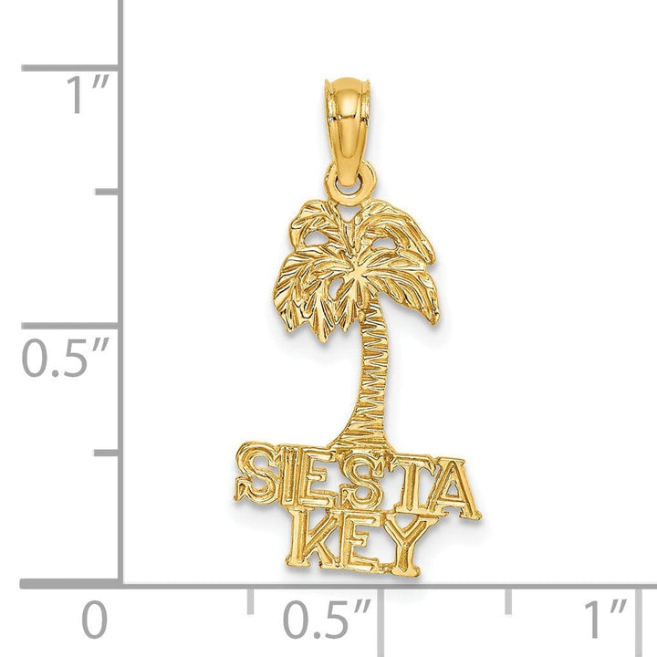Lovely Rita's Pendants & Charms 14K Yellow Gold SIESTA KEY Under Palm Tree Sign Pendant