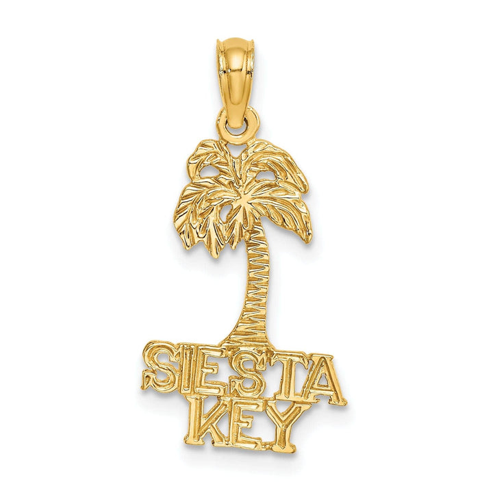 Lovely Rita's Pendants & Charms 14K Yellow Gold SIESTA KEY Under Palm Tree Sign Pendant
