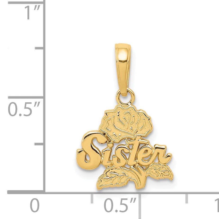 Lovely Rita's Pendants & Charms 14k Yellow Gold Sister Rose Charm Pendant