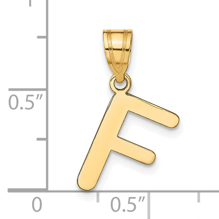 Lovely Rita's Pendants & Charms 14k Yellow Gold Slanted Design Bubble Letter F Initial Pendant