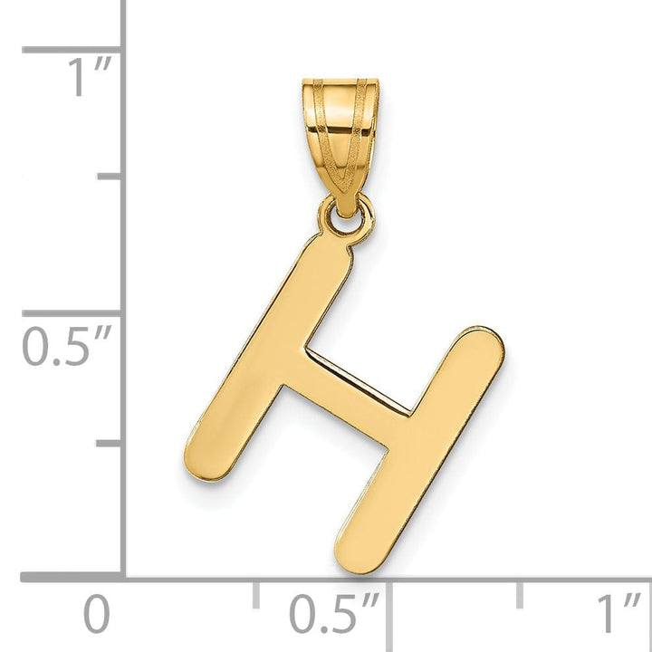 Lovely Rita's Pendants & Charms 14k Yellow Gold Slanted Design Bubble Letter H Initial Pendant