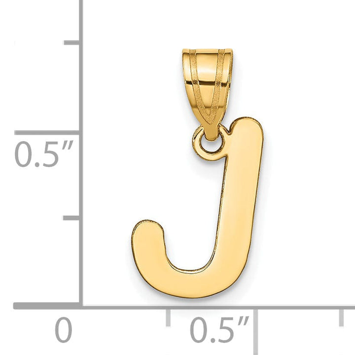 Lovely Rita's Pendants & Charms 14k Yellow Gold Slanted Design Bubble Letter J Initial Pendant
