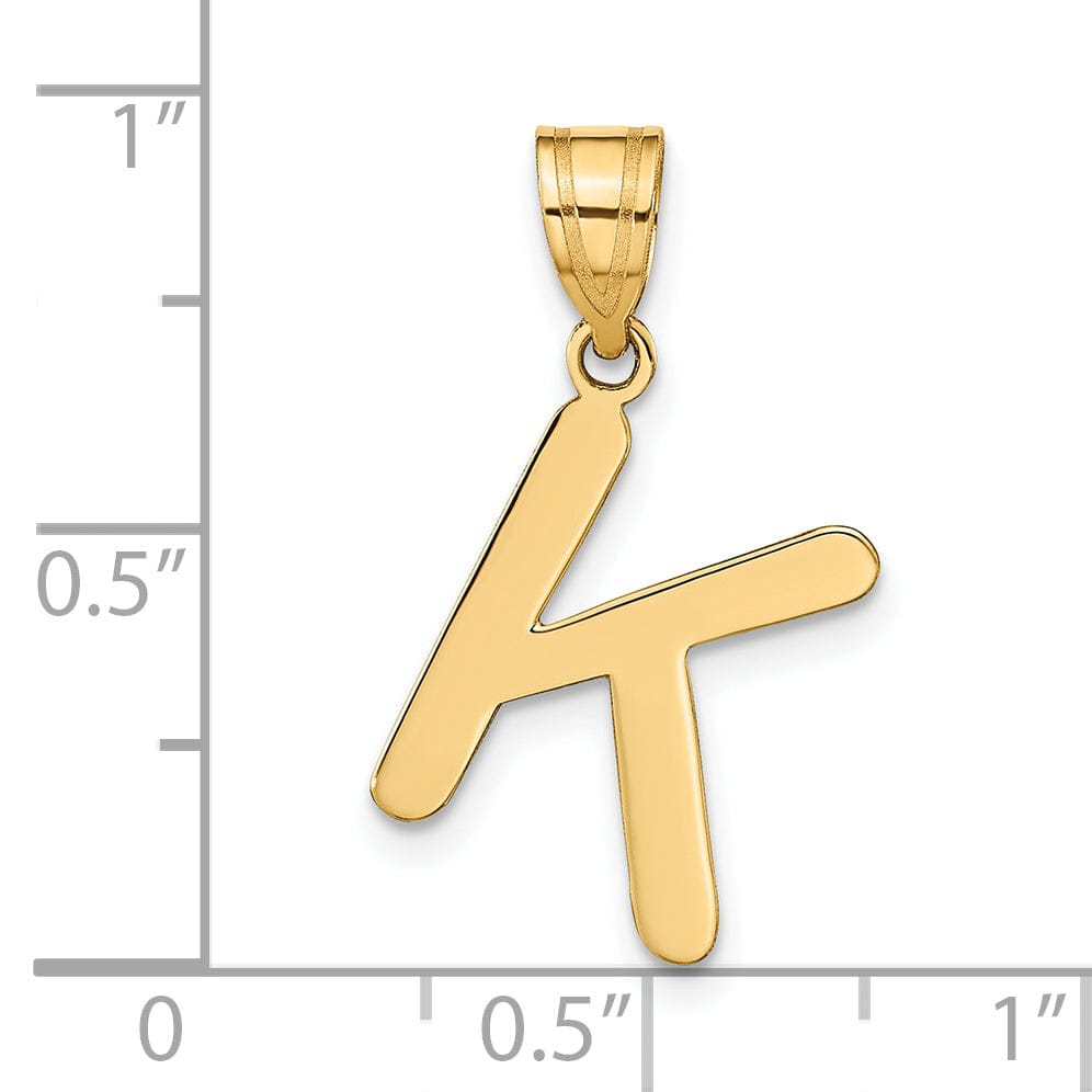 Lovely Rita's Pendants & Charms 14k Yellow Gold Slanted Design Bubble Letter K Initial Pendant