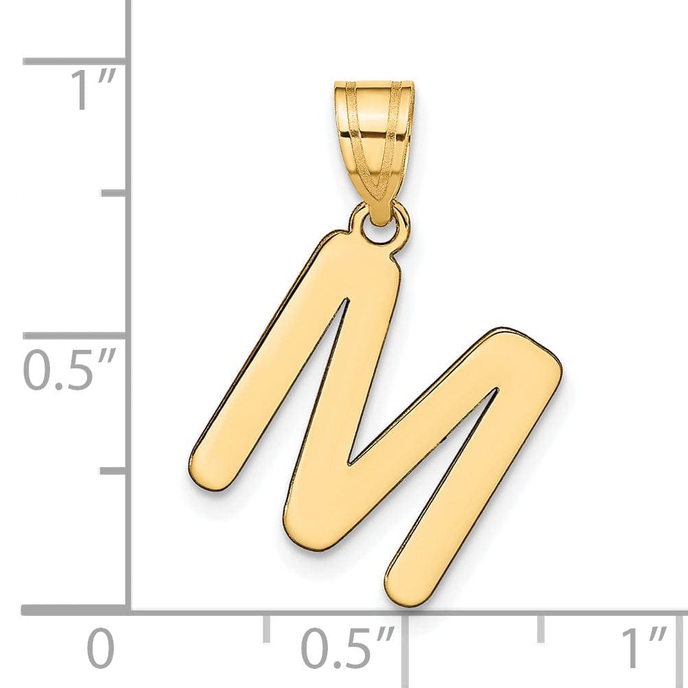 Lovely Rita's Pendants & Charms 14k Yellow Gold Slanted Design Bubble Letter M Initial Pendant