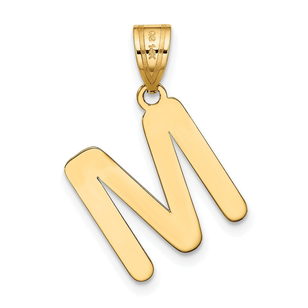 Lovely Rita's Pendants & Charms 14k Yellow Gold Slanted Design Bubble Letter M Initial Pendant