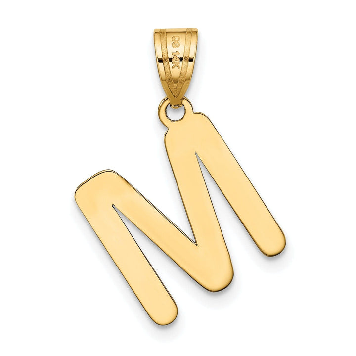 Lovely Rita's Pendants & Charms 14k Yellow Gold Slanted Design Bubble Letter M Initial Pendant