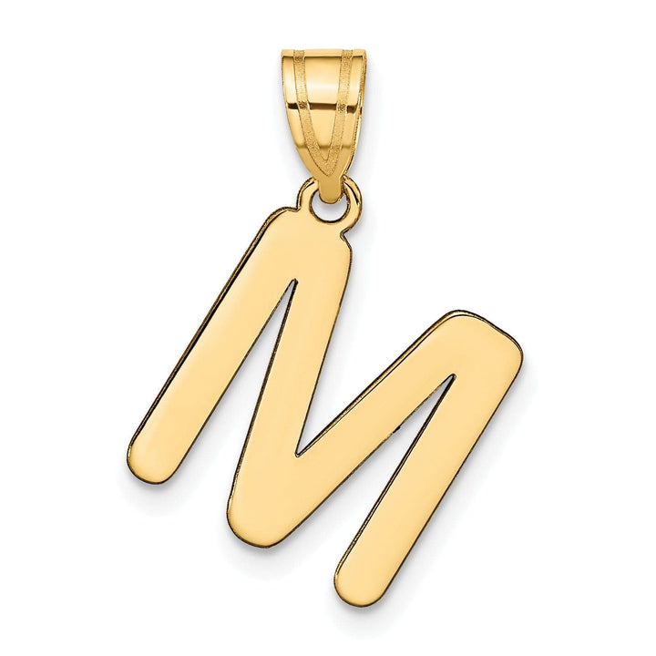 Lovely Rita's Pendants & Charms 14k Yellow Gold Slanted Design Bubble Letter M Initial Pendant