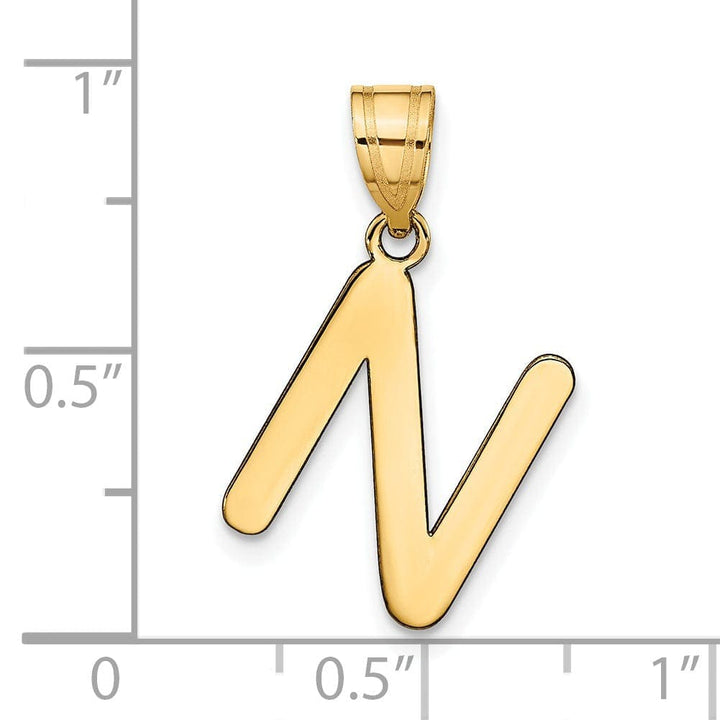 Lovely Rita's Pendants & Charms 14k Yellow Gold Slanted Design Bubble Letter N Initial Pendant