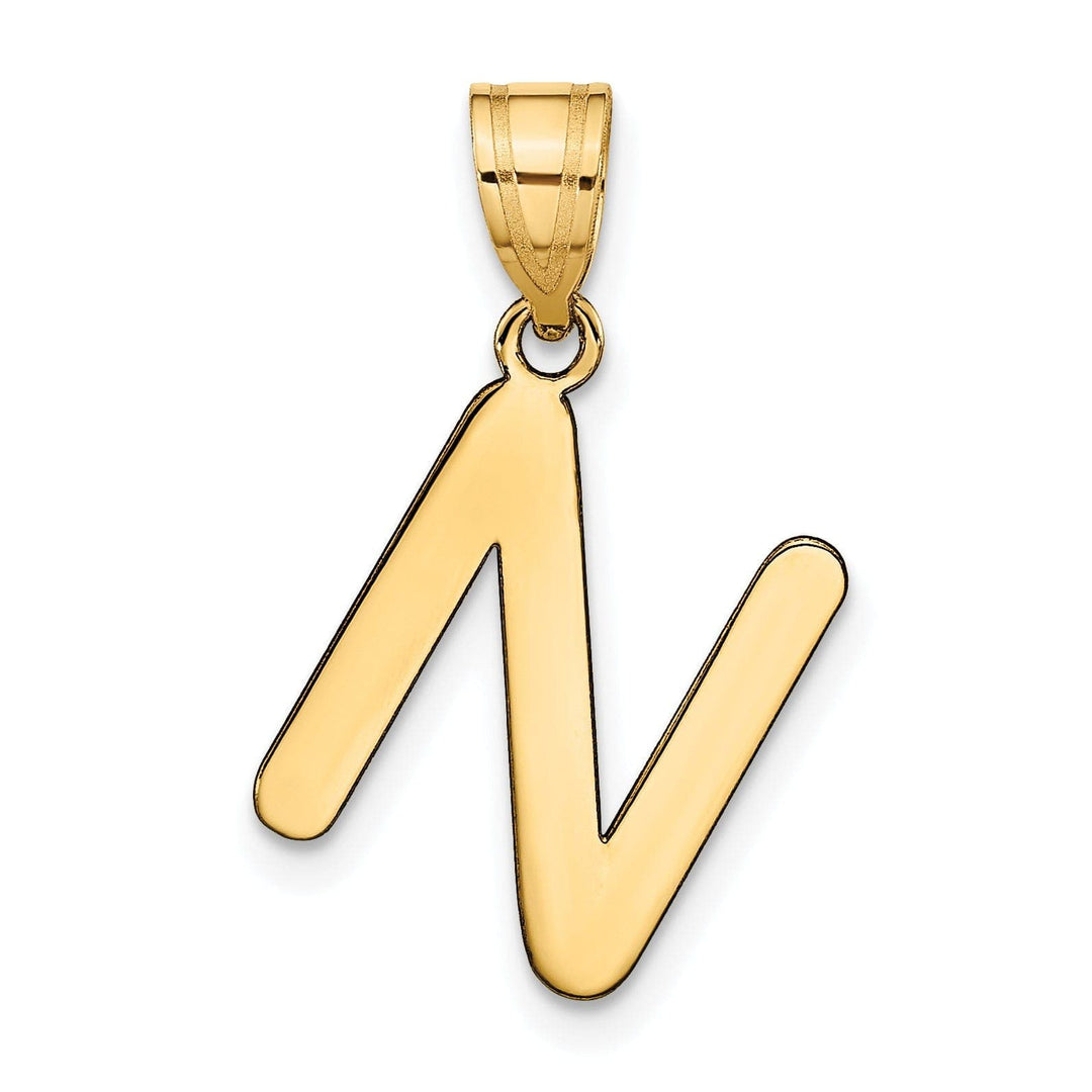 Lovely Rita's Pendants & Charms 14k Yellow Gold Slanted Design Bubble Letter N Initial Pendant