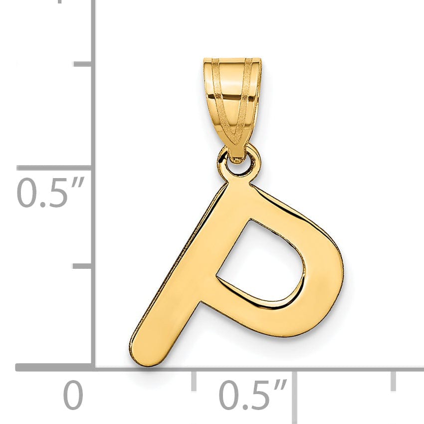 Lovely Rita's Pendants & Charms 14k Yellow Gold Slanted Design Bubble Letter P Initial Pendant