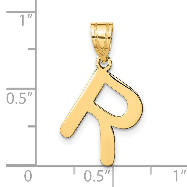 Lovely Rita's Pendants & Charms 14k Yellow Gold Slanted Design Bubble Letter R Initial Pendant