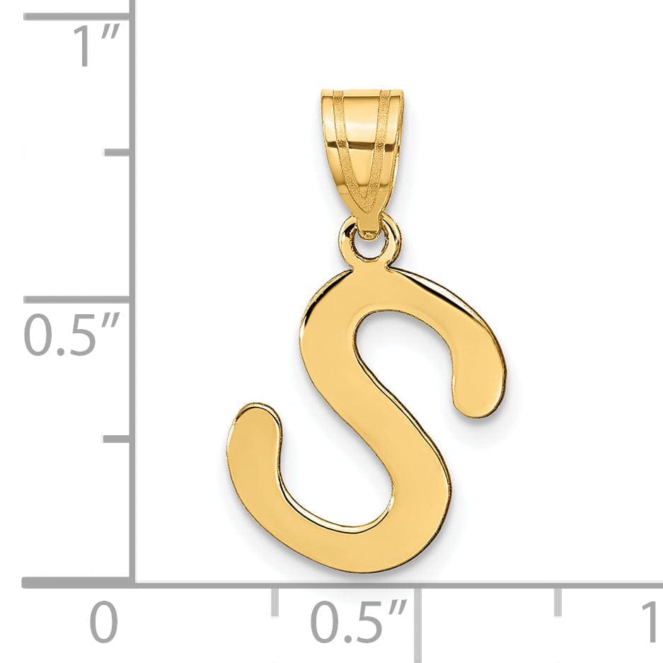 Lovely Rita's Pendants & Charms 14k Yellow Gold Slanted Design Bubble Letter S Initial Pendant