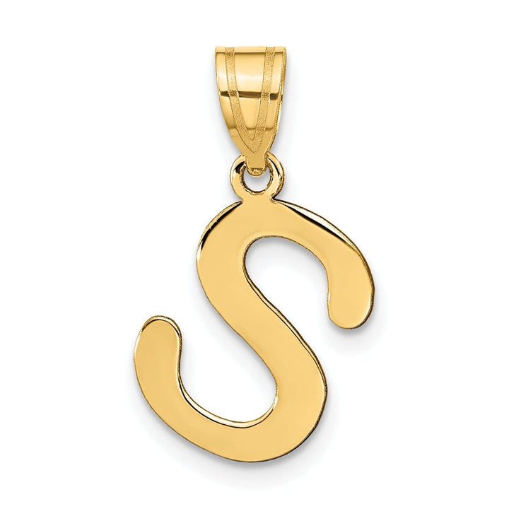 Lovely Rita's Pendants & Charms 14k Yellow Gold Slanted Design Bubble Letter S Initial Pendant