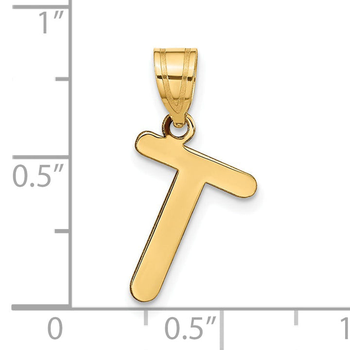 Lovely Rita's Pendants & Charms 14k Yellow Gold Slanted Design Bubble Letter T Initial Pendant