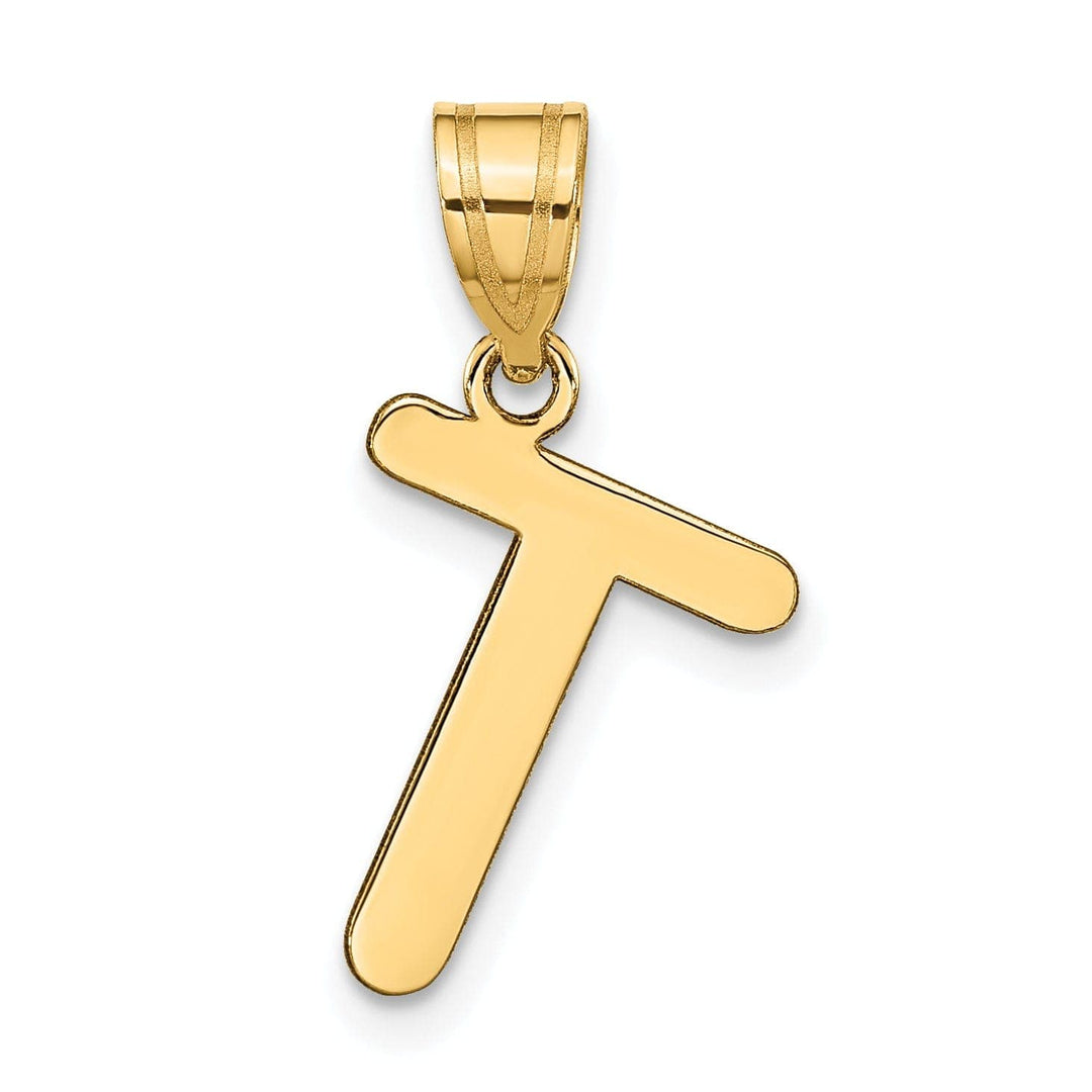 Lovely Rita's Pendants & Charms 14k Yellow Gold Slanted Design Bubble Letter T Initial Pendant