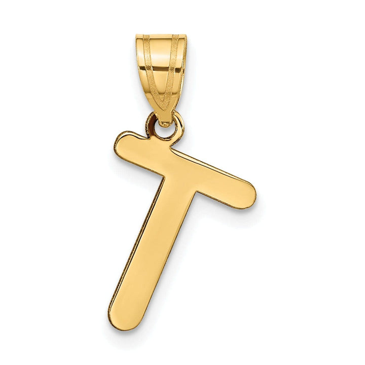 Lovely Rita's Pendants & Charms 14k Yellow Gold Slanted Design Bubble Letter T Initial Pendant