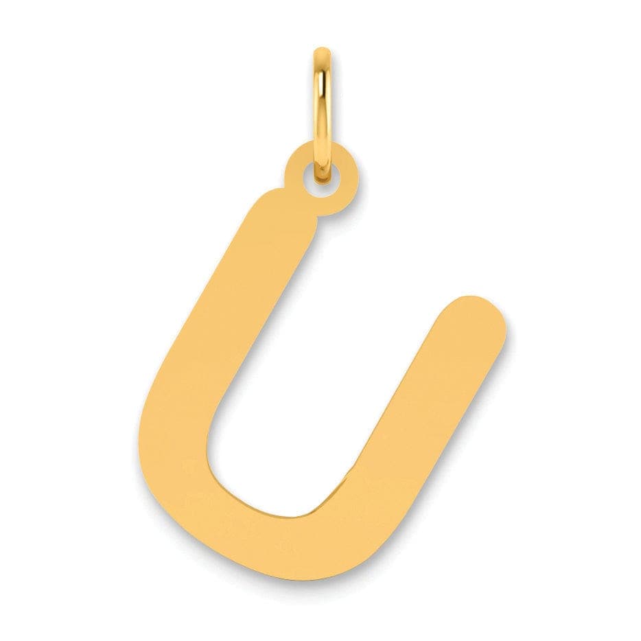 Lovely Rita's Pendants & Charms 14k Yellow Gold Slanted Design Bubble Letter U Initial Pendant