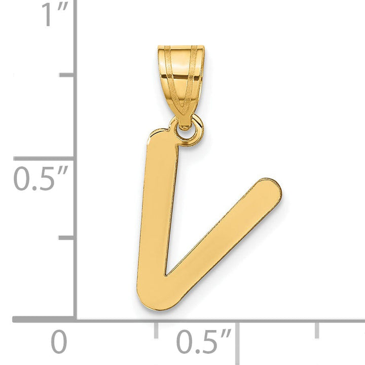 Lovely Rita's Pendants & Charms 14k Yellow Gold Slanted Design Bubble Letter V Initial Pendant
