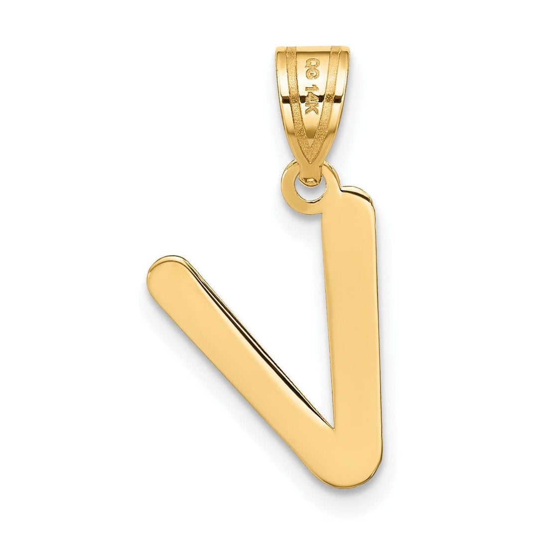 Lovely Rita's Pendants & Charms 14k Yellow Gold Slanted Design Bubble Letter V Initial Pendant