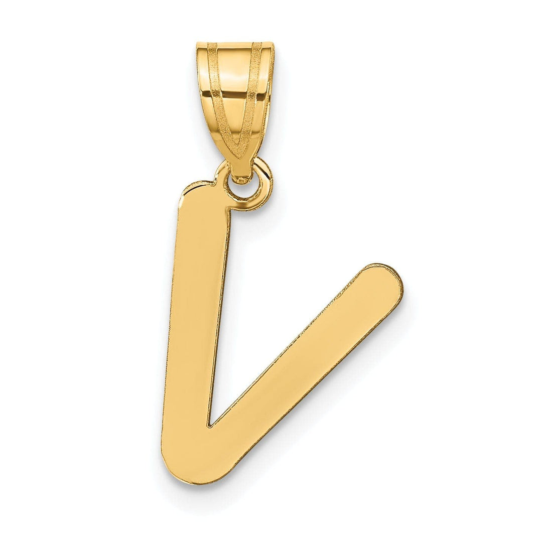 Lovely Rita's Pendants & Charms 14k Yellow Gold Slanted Design Bubble Letter V Initial Pendant
