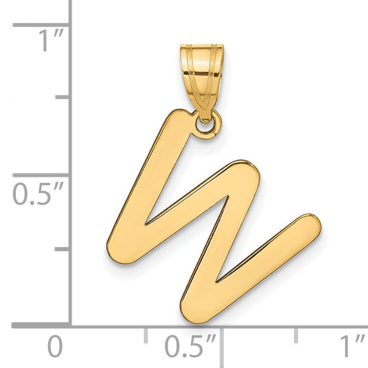 Lovely Rita's Pendants & Charms 14k Yellow Gold Slanted Design Bubble Letter W Initial Pendant