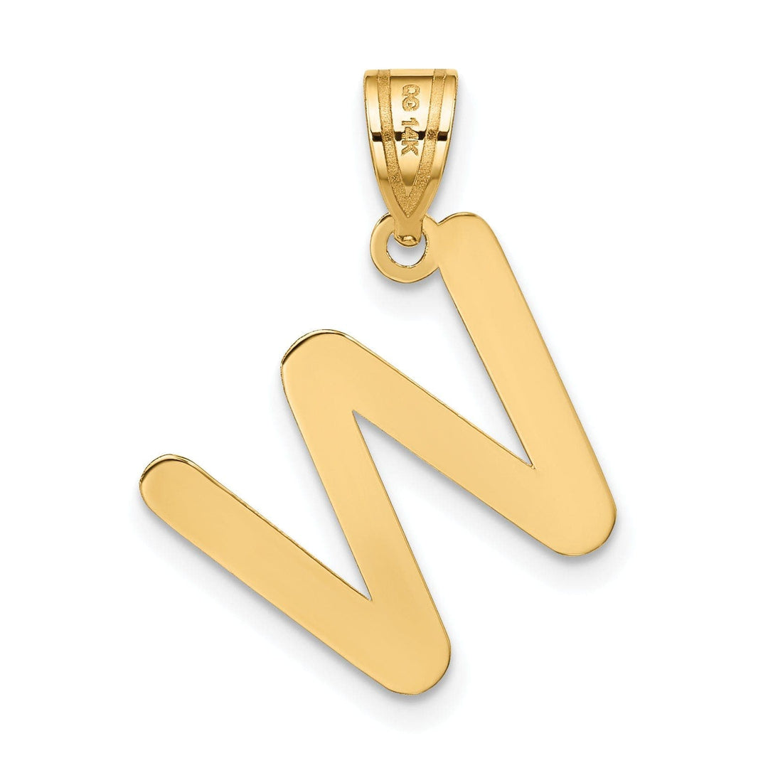 Lovely Rita's Pendants & Charms 14k Yellow Gold Slanted Design Bubble Letter W Initial Pendant