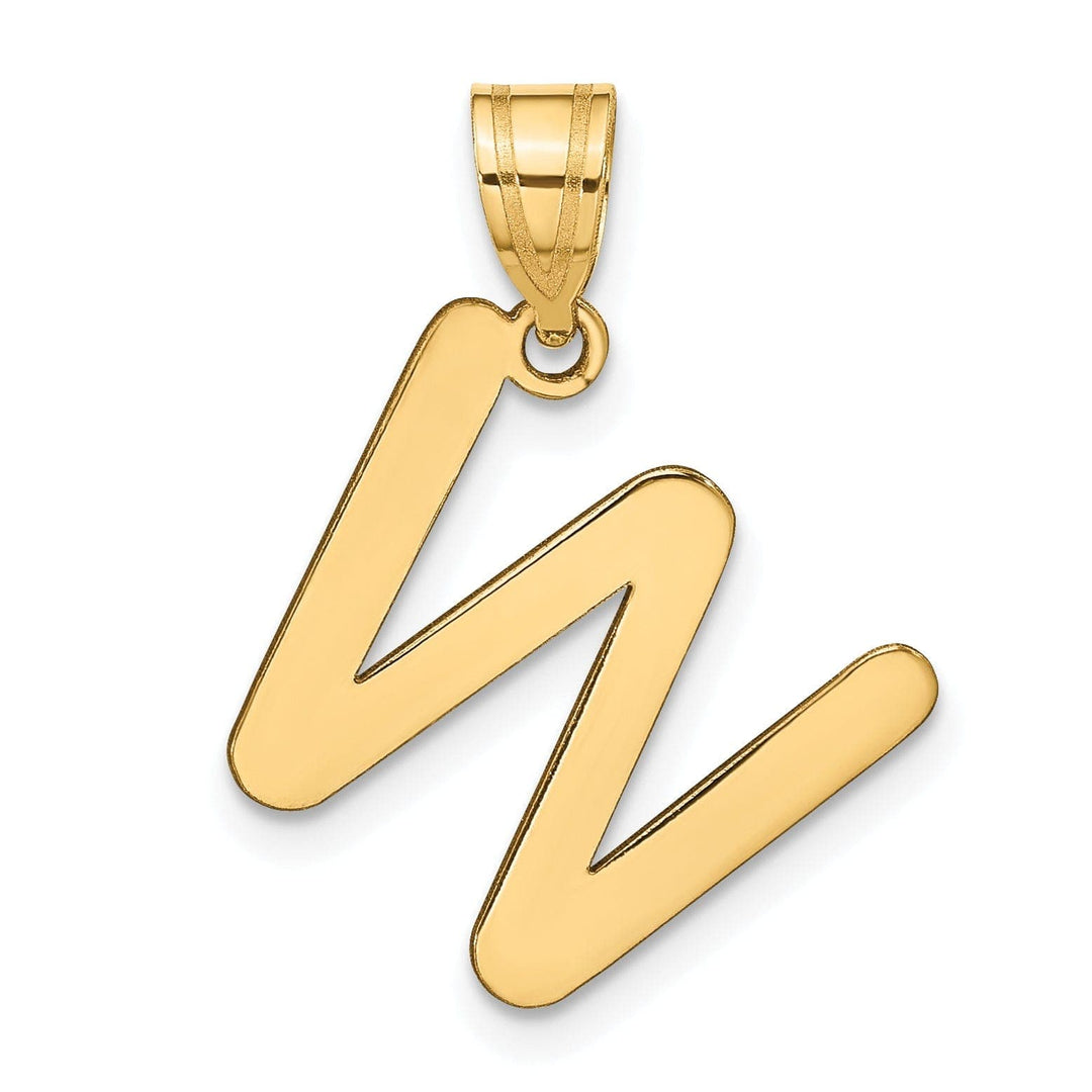 Lovely Rita's Pendants & Charms 14k Yellow Gold Slanted Design Bubble Letter W Initial Pendant