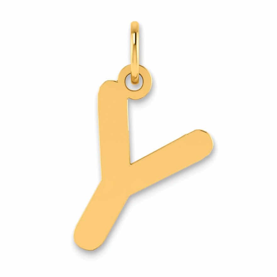Lovely Rita's Pendants & Charms 14k  Yellow Gold Slanted Design Bubble Letter Y Initial Pendant