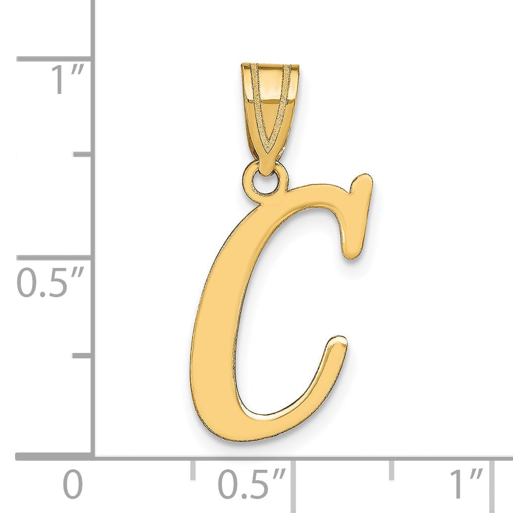 Lovely Rita's Pendants & Charms 14k Yellow Gold Slanted Design Letter C Initial Charm Pendant
