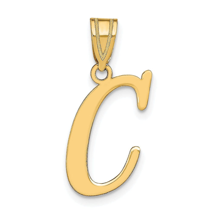 Lovely Rita's Pendants & Charms 14k Yellow Gold Slanted Design Letter C Initial Charm Pendant