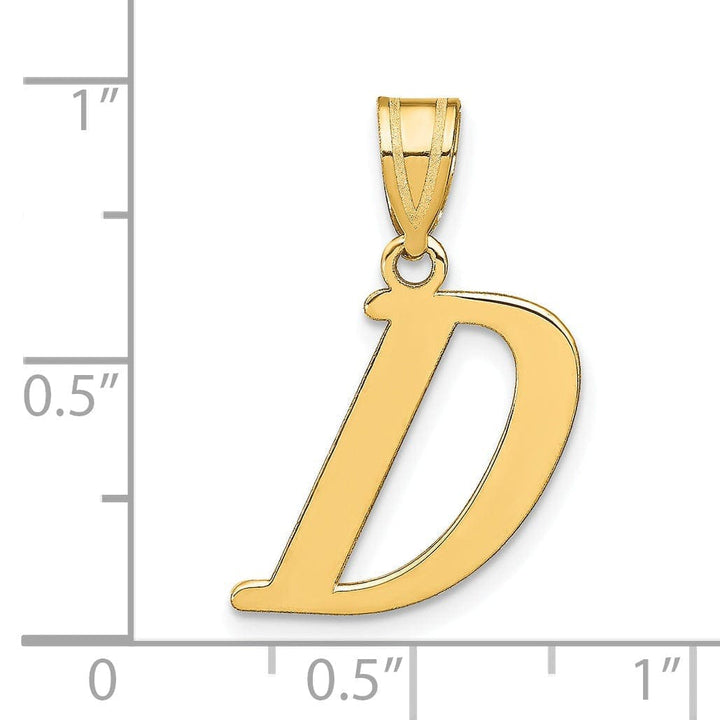 Lovely Rita's Pendants & Charms 14k Yellow Gold Slanted Design Letter D Initial Charm Pendant