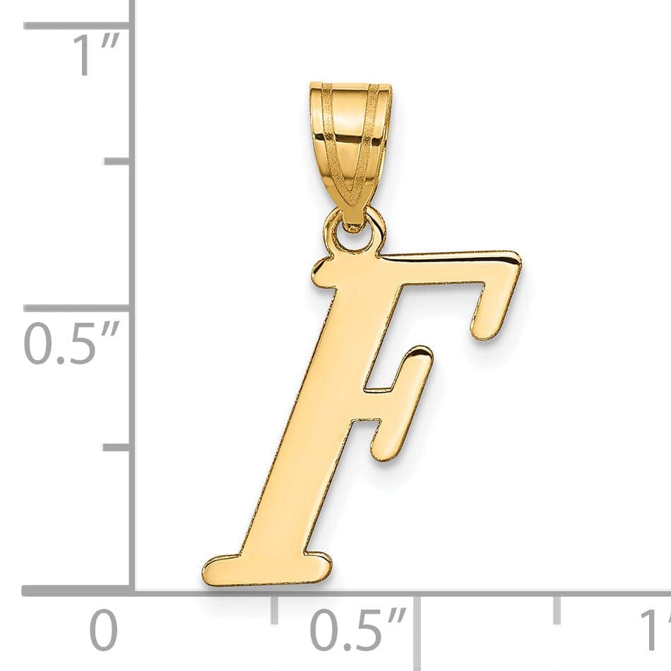 Lovely Rita's Pendants & Charms 14k Yellow Gold Slanted Design Letter F Initial Charm Pendant