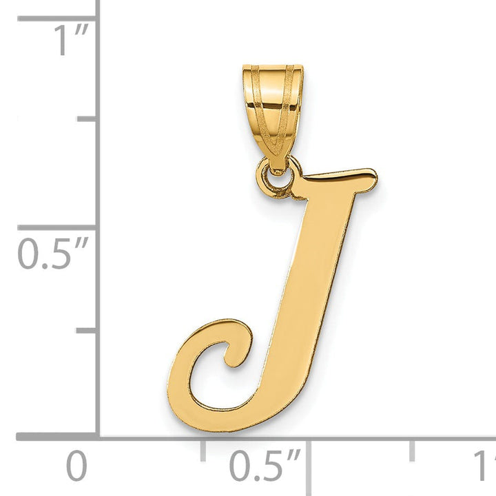 Lovely Rita's Pendants & Charms 14k Yellow Gold Slanted Design Letter J Initial Charm Pendant
