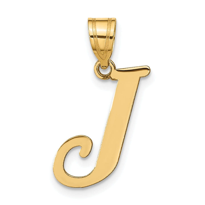 Lovely Rita's Pendants & Charms 14k Yellow Gold Slanted Design Letter J Initial Charm Pendant