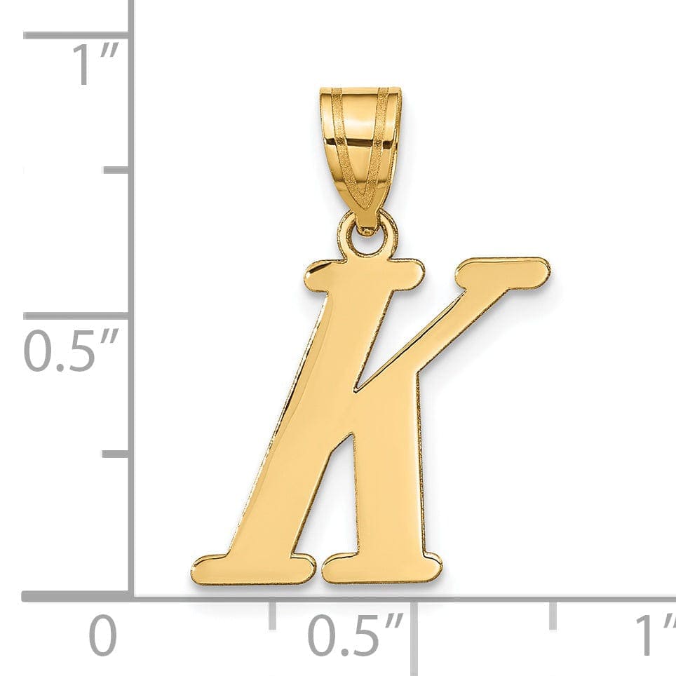 Lovely Rita's Pendants & Charms 14k Yellow Gold Slanted Design Letter K Initial Charm Pendant
