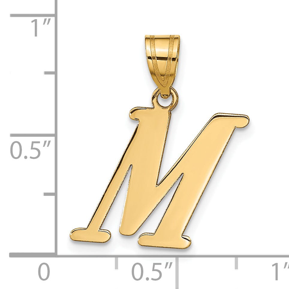Lovely Rita's Pendants & Charms 14k Yellow Gold Slanted Design Letter M Initial Charm Pendant