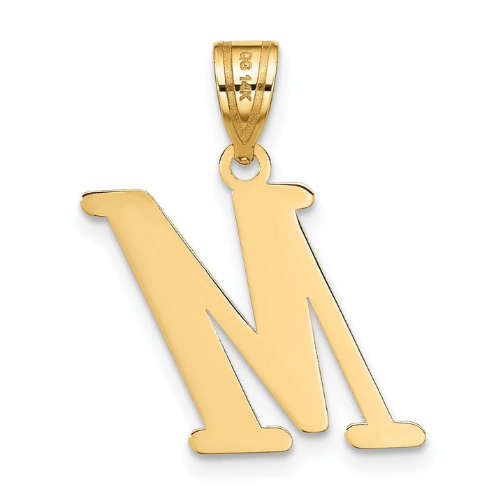 Lovely Rita's Pendants & Charms 14k Yellow Gold Slanted Design Letter M Initial Charm Pendant
