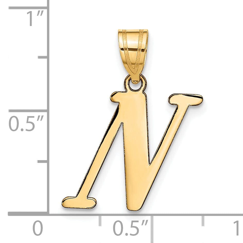 Lovely Rita's Pendants & Charms 14k Yellow Gold Slanted Design Letter N Initial Charm Pendant