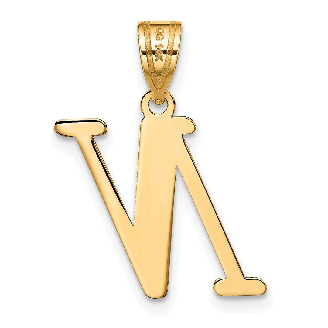 Lovely Rita's Pendants & Charms 14k Yellow Gold Slanted Design Letter N Initial Charm Pendant