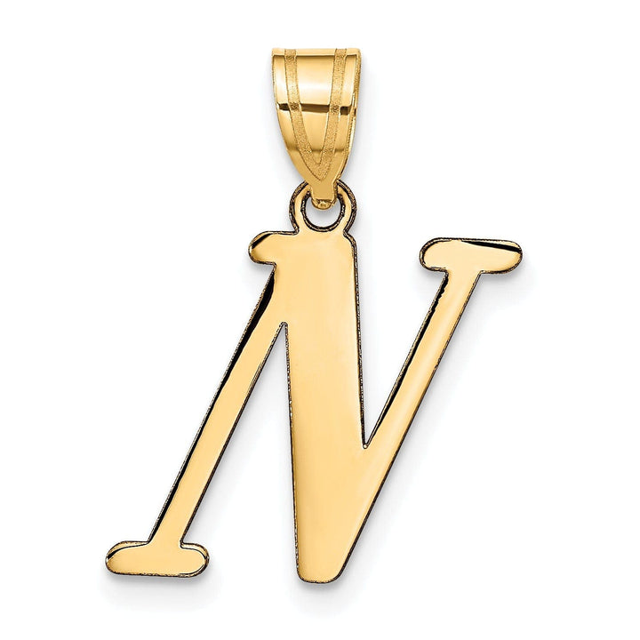 Lovely Rita's Pendants & Charms 14k Yellow Gold Slanted Design Letter N Initial Charm Pendant