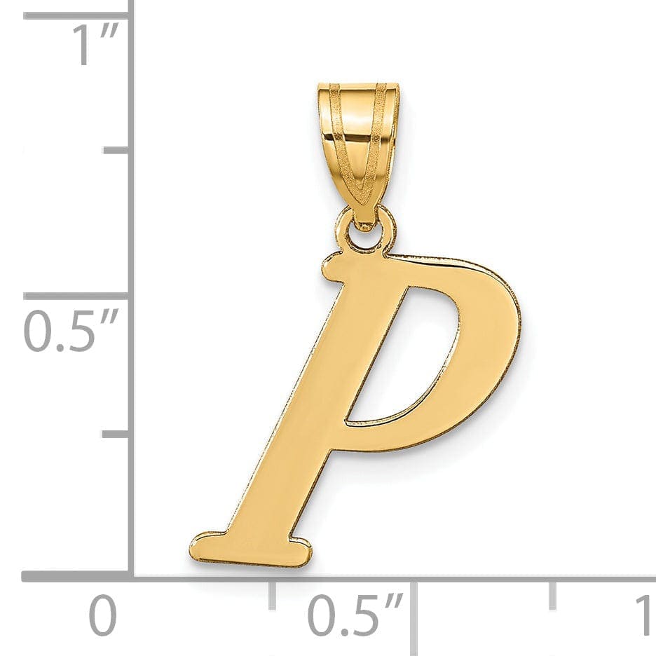 Lovely Rita's Pendants & Charms 14k Yellow Gold Slanted Design Letter P Initial Charm Pendant